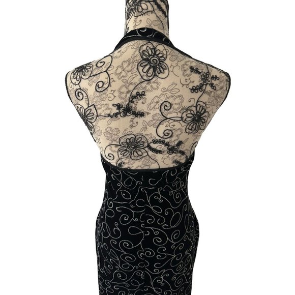 ALEXIA ADMOR Black Patterned Stretch Halter Gown Size Large - Picture 4 of 7